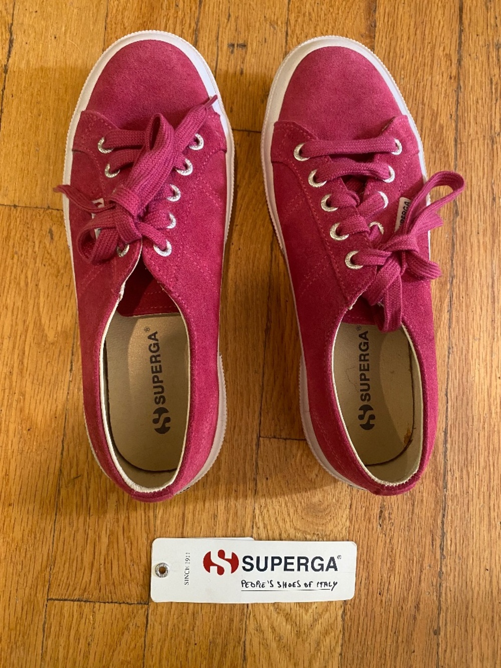 Superga Raspberry Suede Leather Sneakers - Never Worn (2750-SUEU) Size 7